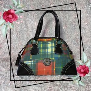 Dooney & Bourke Plaid Small Domed Leather Satchel